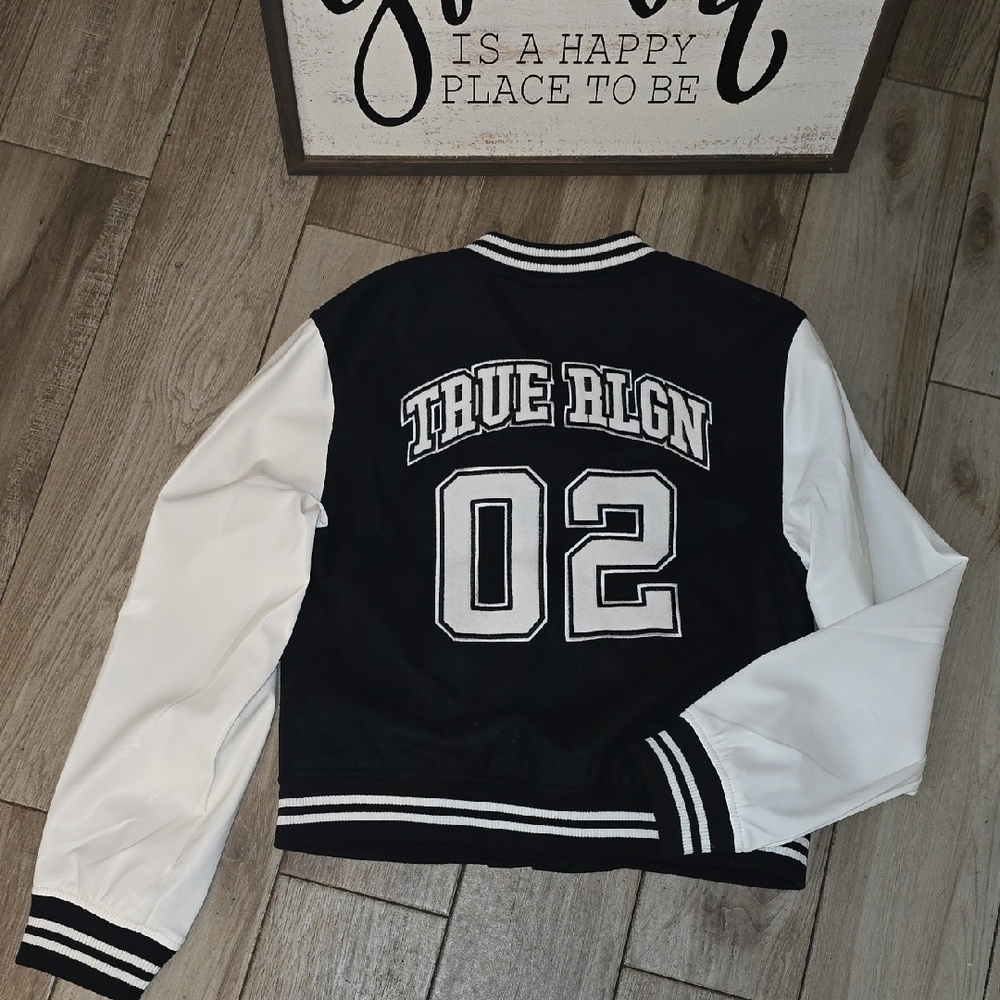 True Religion Black and White Varsity Jacket - Picture 4 of 8
